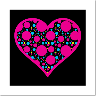 Multicolor Polka Dot Heart Posters and Art